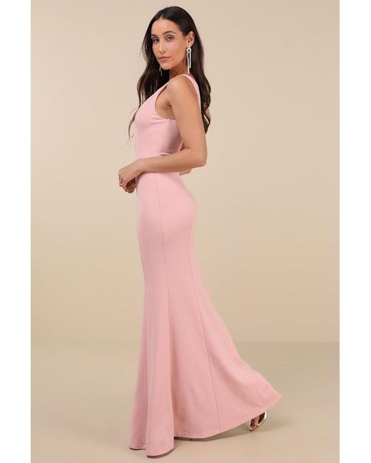Lulus Pink Maike Cowl Back Mermaid Maxi Dress