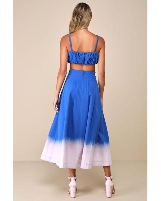 Lulus Blue Compelling Aesthetic Ombre Two-Piece Sleeveless Midi Dress
