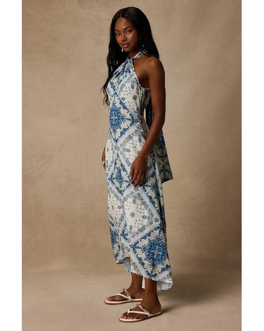 Lulus Blue Hania And Boho Print Halter Midi Dress