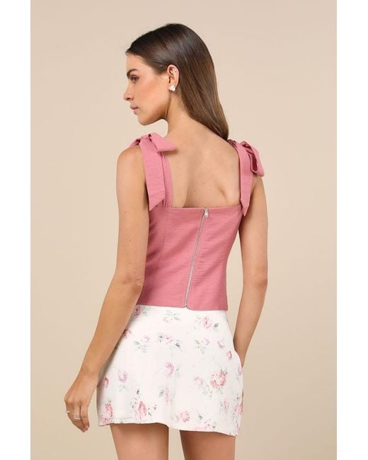Lulus Pink Gracefully Sweet Bustier Tie-Strap Tank Top