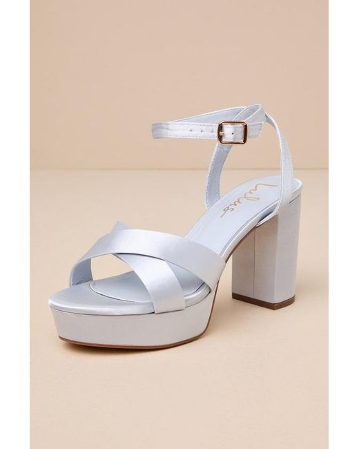 Lulus Natural Selah Satin Ankle Strap Heels