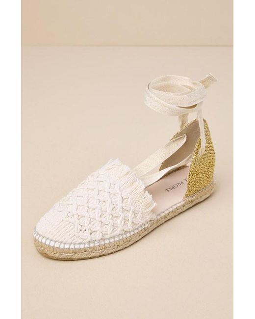 Free People Natural Vida Woven Lurex Lace-Up Flatform Espadrilles