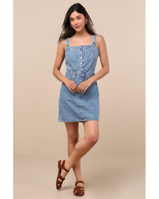 Levi's Blue Iconic Medium Wash Denim Button-Up Mini Dress