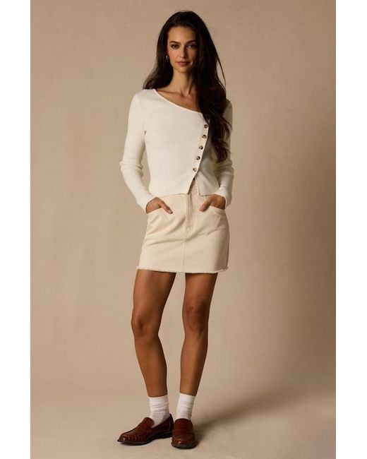 Lulus Natural Modern Status Asymmetrical Button-Front Sweater Top