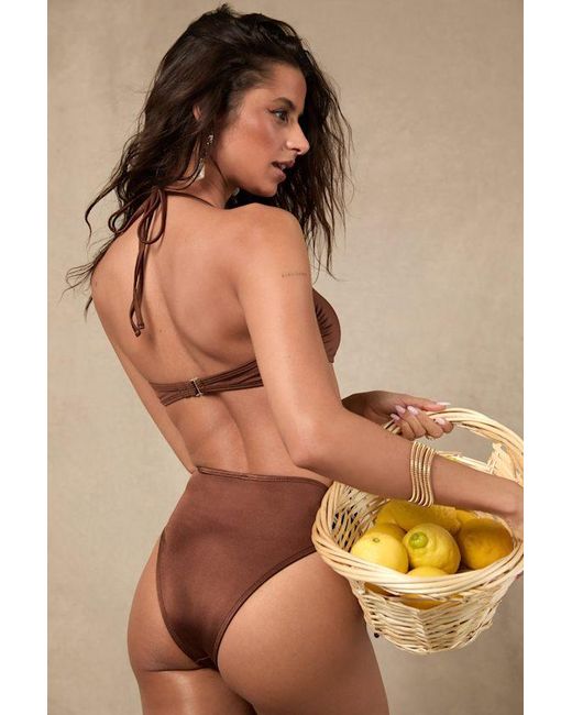 Lulus Brown Keola Shiny High-Waisted Bikini Bottoms