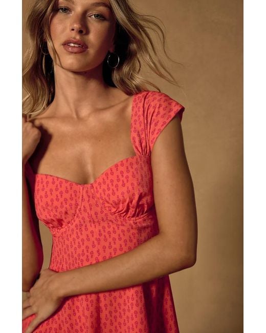 Lulus Red Filicia Ditsy Floral Cap Sleeve Mini Dress