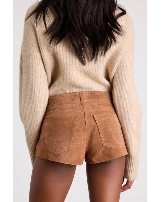 Lulus Natural Tanner Suede Mid-Rise Micro Shorts