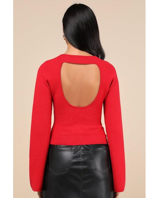 Lulus Red Modern Detail Cutout Bell Sleeve Sweater Top
