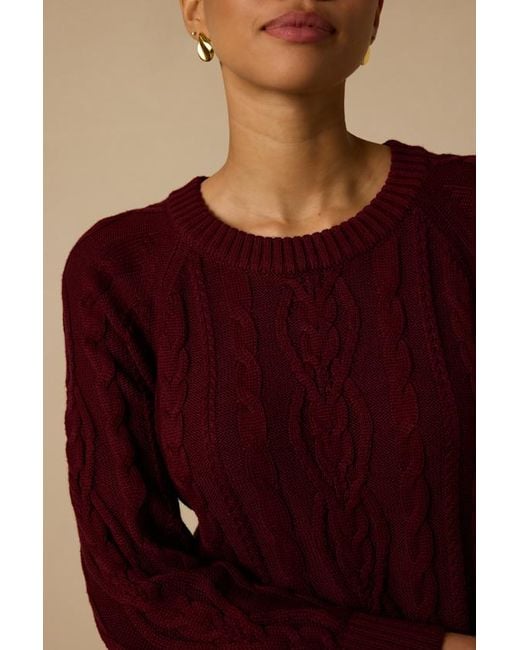 Lulus Red Alvie Cable Knit Drop Waist Sweater Dress