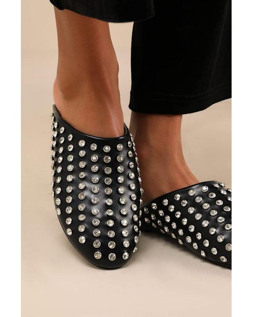 Lulus Black Calley Rhinestone Slides