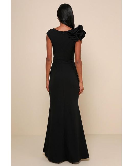 Lulus Black Lucette Sleeveless Ruffled Mermaid Maxi Dress