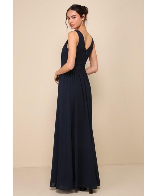 Lulus Blue Thoughts Of Hue Surplice Maxi Dress