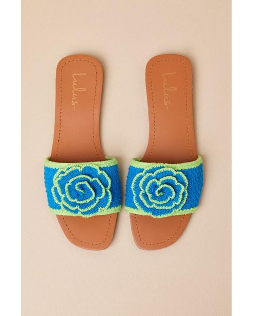 Lulus Multicolor Simmy Flower Slide Sandals
