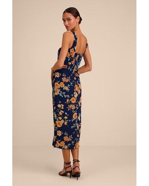 Lulus Natural Lesina Floral Sleeveless Midi Dress
