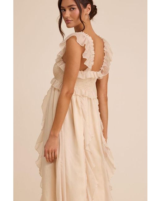 Lulus Brown Wisteria Ruffled Smocked Maxi Dress