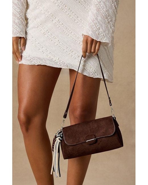 Lulus Blue Casper Dark Suede Charm Shoulder Bag