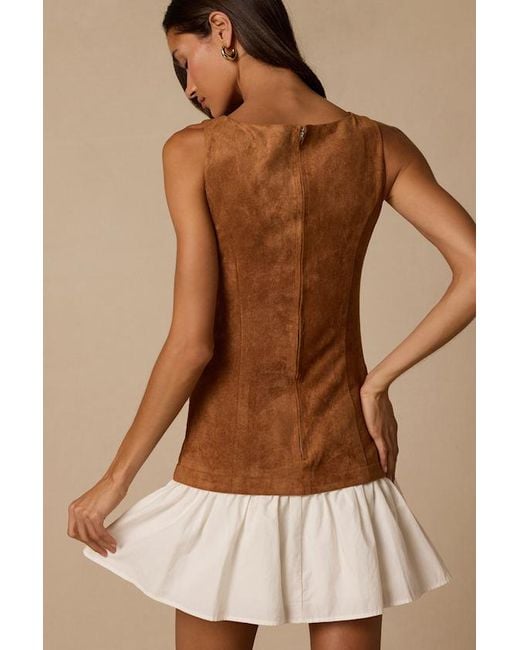 Lulus Brown Rana Suede Drop Waist Mini Dress