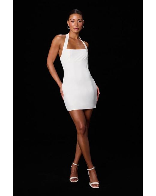 Lulus Black Reyna Ponte Knit Halter Mini Dress