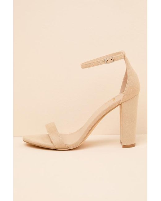 Lulus Taylor Natural Suede Ankle Strap Heels