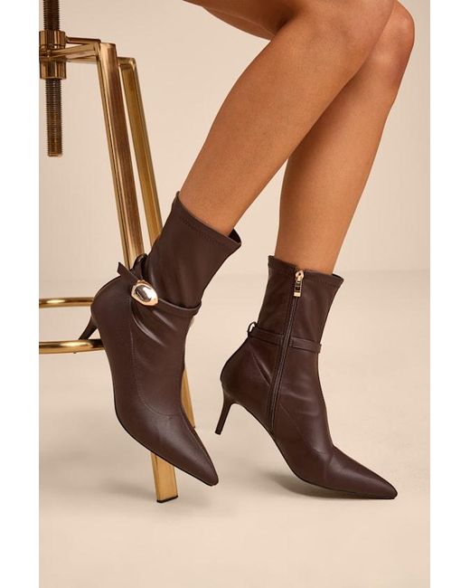 Billini Natural Joyce Chocolate Pointed-Toe Sock Boots