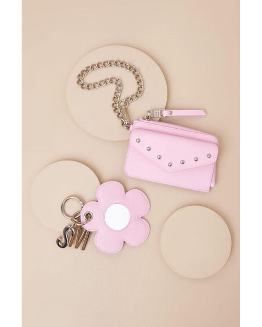 Steve Madden Pink Bloom Wallet And Flower Mirror Charm Set