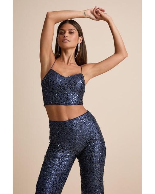 Lulus Blue Sparkling Image Sequin Two-Piece Jumpsuit