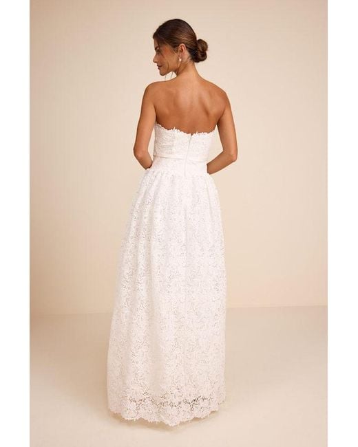 Lulus Natural Gabby Crochet Lace Strapless Maxi Dress