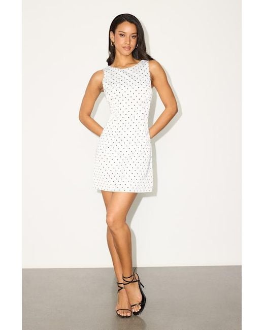 Lulus White Elevated Appearance Polka Dot Satin Open Back Mini Dress