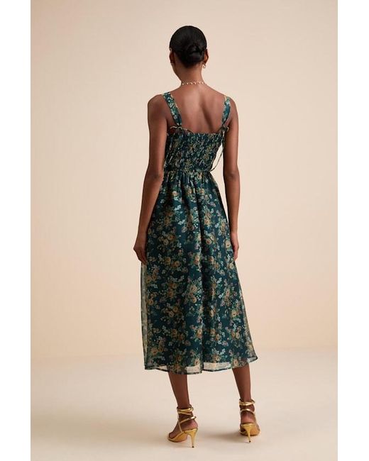 Lulus Natural Francesca Dark Floral Sleeveless Midi Dress