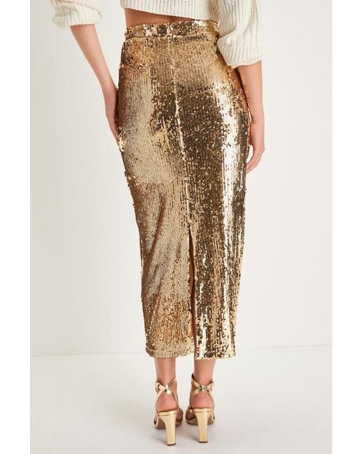 Lulus Natural Dazzling Appearance Sequin High-Rise Midi Skirt