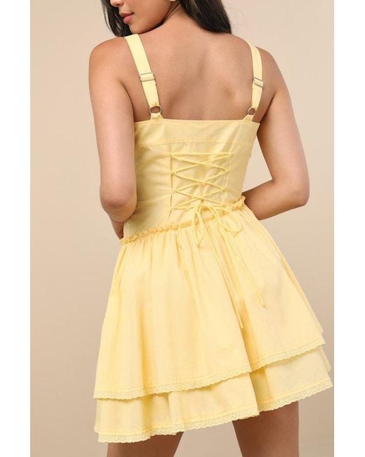 Lulus Natural Aspyn Tiered Asymmetrical Mini Dress