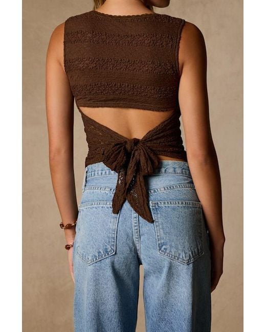Lulus Brown Prestyn Tie-Back Tank Top