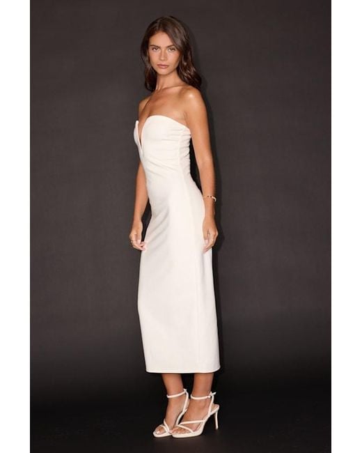 Lulus Black Iniko Strapless Bodycon Midi Dress