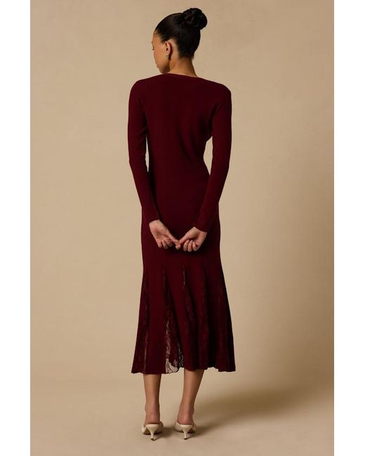 Lulus Red Hollins Lace Sweater Dress