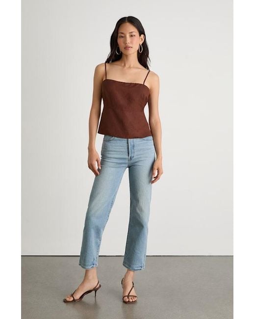 Lulus Blue Wrynn Chocolate Linen Tie-Back Tank Top