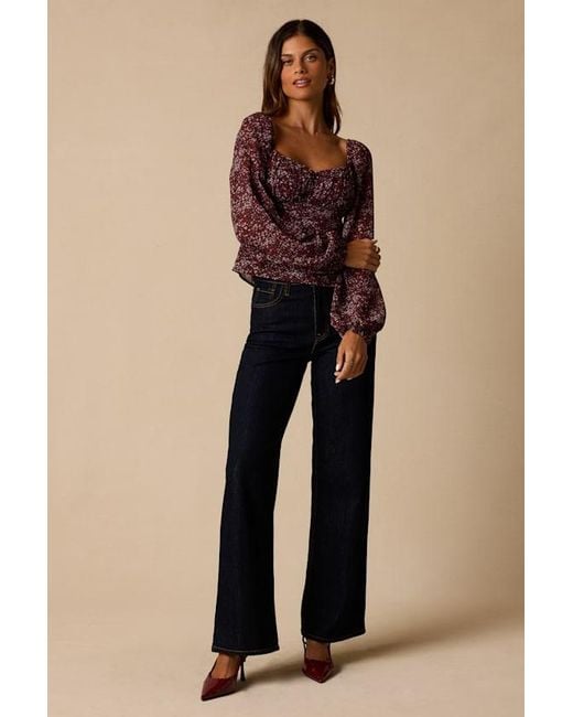 Lulus Purple Yara Plum Multi Paisley Long Sleeve Top