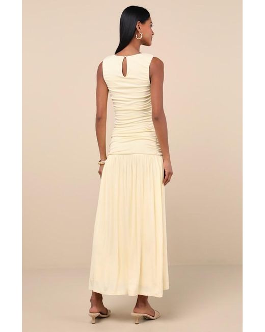 Lulus Natural Tamber Jersey Knit Drop Waist Midi Dress
