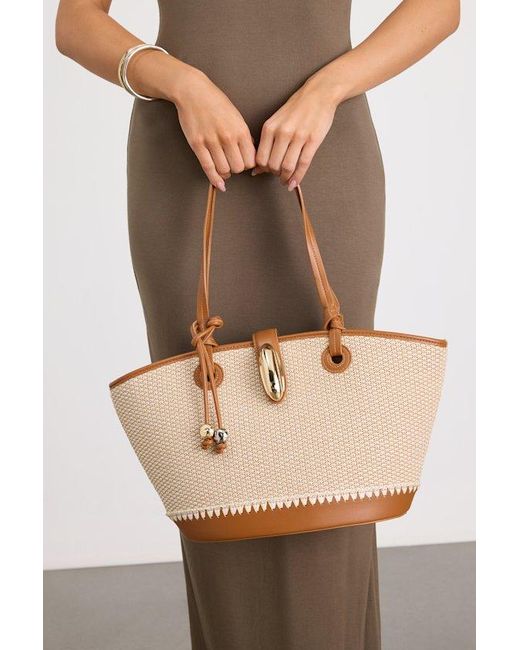 Steve Madden Marlin Light Natural Raffia Tote Bag
