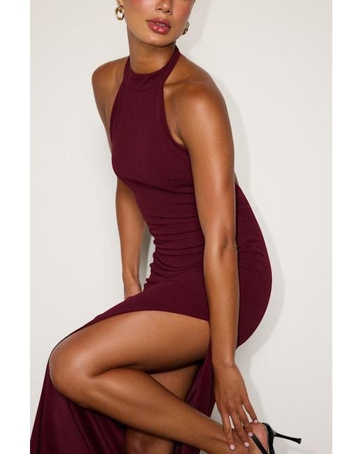 Lulus Red Deziree Halter Bodycon Midi Dress