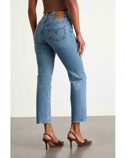 Levi's Blue Wedgie Straight Light Wash Cropped High-Rise Jeans