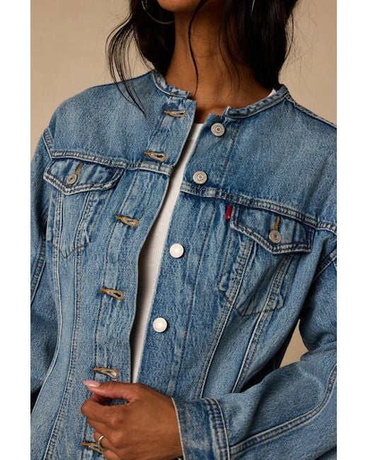 Levi's Blue Sculpted Trucker Medium Wash Denim Jacket