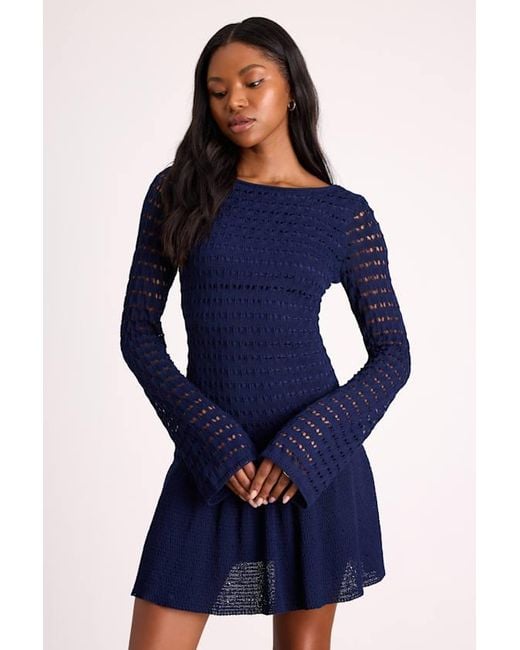 Lulus Sylvie Loose Knit Drop Waist Sweater Mini Dress in Blue | Lyst Lulus Sylvie Loose Knit Drop Waist Sweater Mini Dress in Blue | Lyst