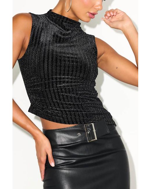 Lulus Black Melbah Velvet Striped Asymmetrical Tank Top