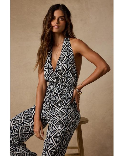 Lulus Brown Elodie Multi Boho Print Backless Jumpsuit