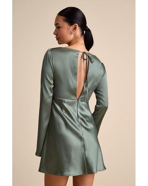 green satin long sleeve mini dress Vila - Satin Wrap Mini Dress - Women - Polyester - 38 EU