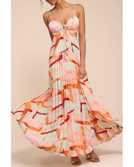 Lulus Pink Myla Multi Pleated Tie-Back Maxi Dress