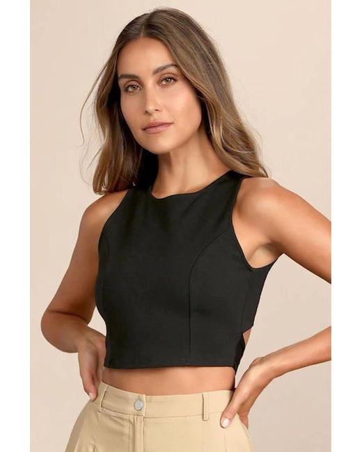 Lulus Black Let's Tie It Tie-Back Cropped Tank Top