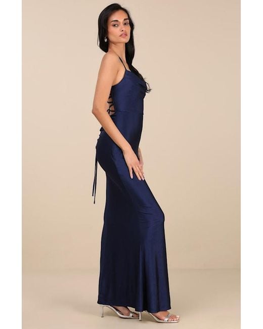 Lulus Cute Definition Slinky Knit Cowl Neck Maxi Dress in Blue | Lyst Lulus Cute Definition Slinky Knit Cowl Neck Maxi Dress in Blue | Lyst