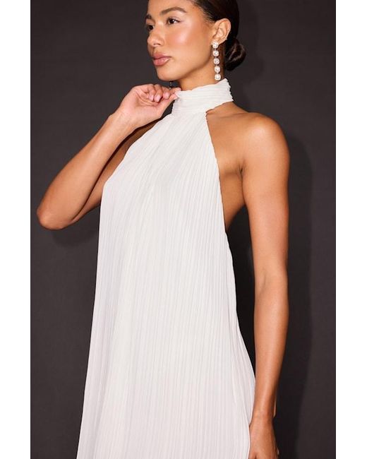 Lulus White Gretchen Pleated Halter Backless Mini Dress