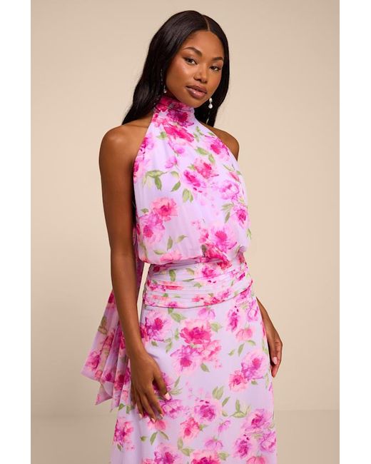 Lulus Pink Kenzie Multi Floral Backless Maxi Dress